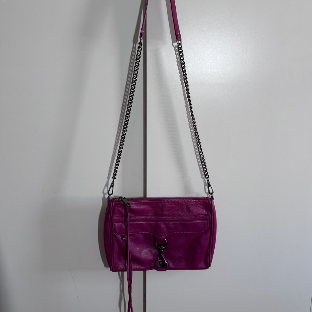 Rebecca Minkoff Mini Mac Magenta Leather Crossbody Bag